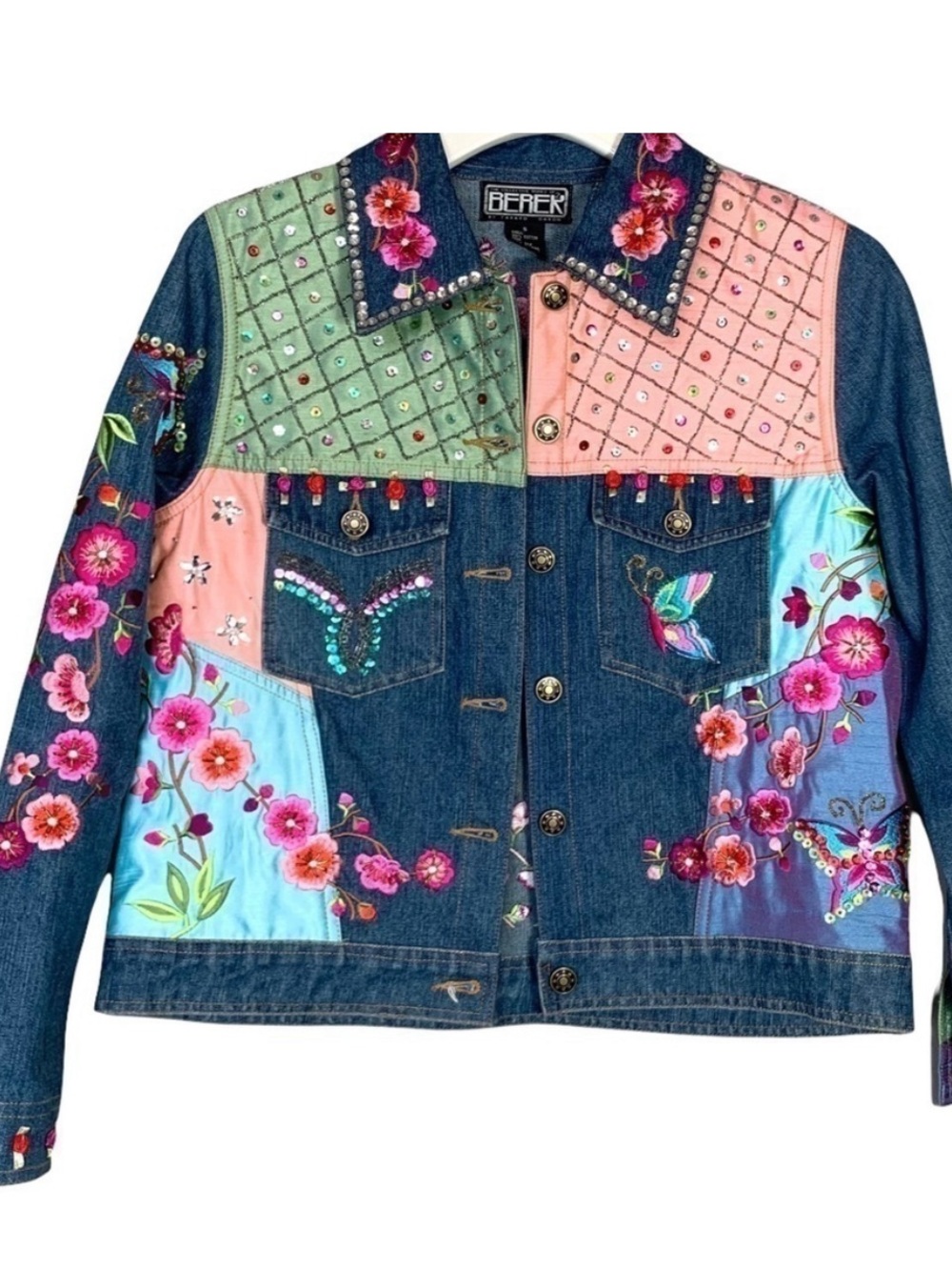 berek Multicolor Embroidered Patchwork Denim Jacket